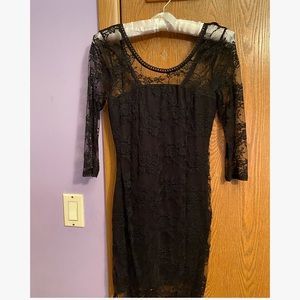 Black lacy classic cocktail dress